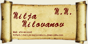 Milja Milovanov vizit kartica